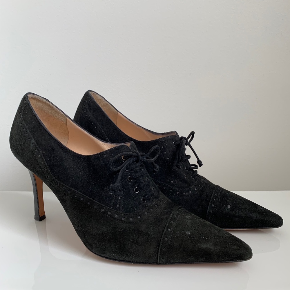Vintage Manolo Blahnik Suede Lace Up Heels